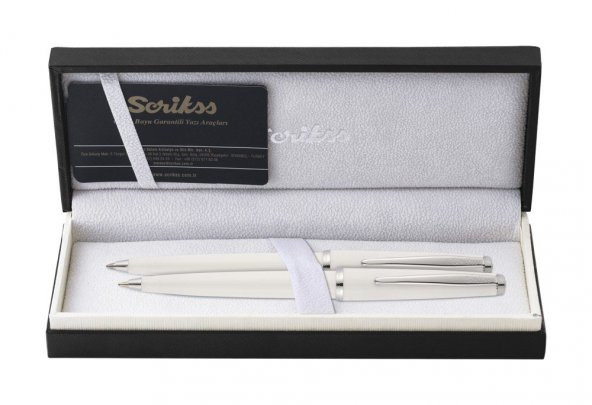 Scrikss Vintage 33 Tükenmez Kalem ve Mekanik Kurşun Kalem İkili Set Beyaz