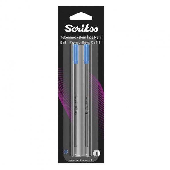 Scrikss 711 Tükenmez Kalem Refil (Cross Tipi) Mavi 2li Blister