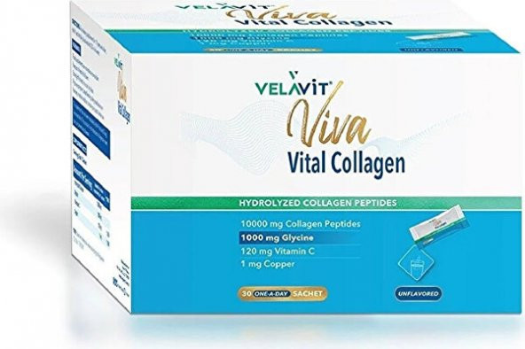 Velavit Viva Vital Collagen 30 Toz Saşe, Ekstra Glisinli Kollajen