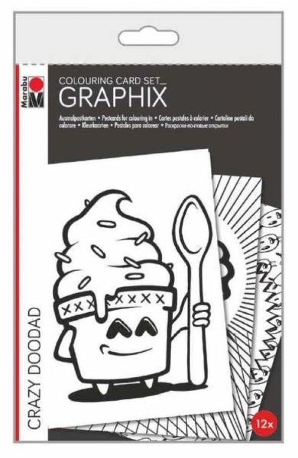 Marabu Graphix Colouring Card Set 12li Crazy Doodad