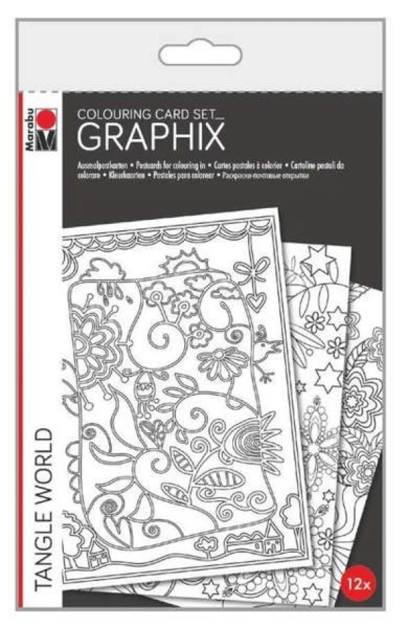 Marabu Graphix Colouring Card Set 12li Tangle World