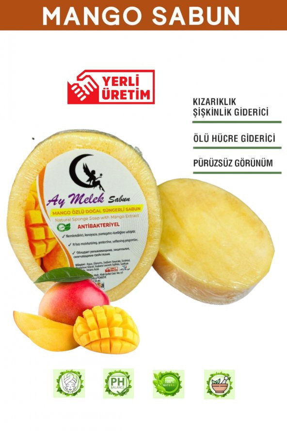 AYMELEK  Mango Özlü Süngerli Doğal Güzellik Sabunu Cilt Kırışıklık Önleyici Etkili