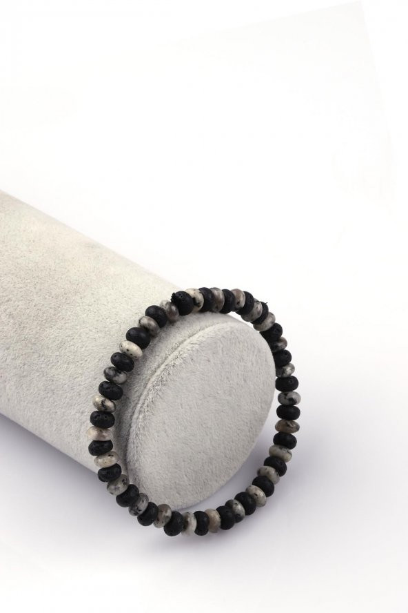 Lav Taşı - Jade Doğal Taş Bileklik 6 x 3 mm Rondel Kesim ürün görseli