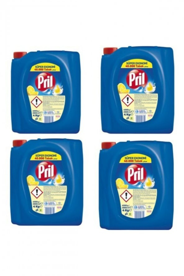 Uğurlu Avm Pril Elde Yıkama Sıvı Bulaşık Deterjanı, Limon 4kg 4lü Paket