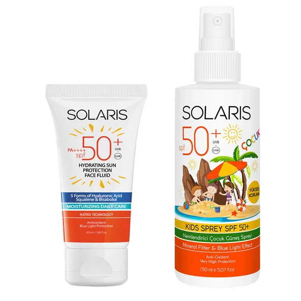 Tüm Cilt Tipleri İçin Güneş Kremi SPF 50+ (50 ml) ve Çocuk Güneş Kremi Sprey SPF 50+ (150 ml)