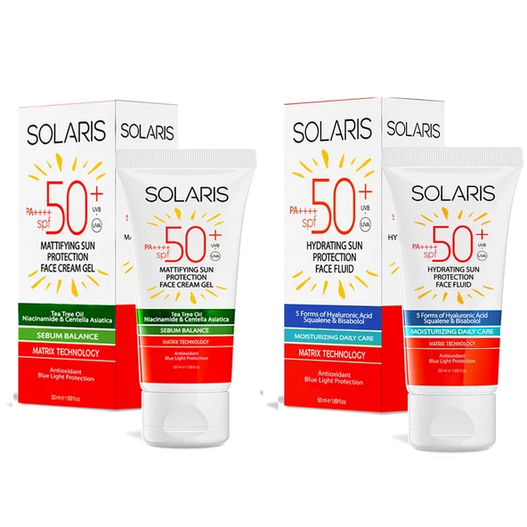 Solaris Tüm Cilt Tipleri İçin Güneş Kremi SPF 50+ (50 ml) ve Yağlı Ciltler İçin Güneş Kremi SPF 50+ (Mat) - 2