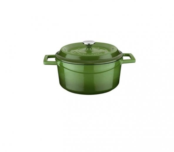 Lava Trendy Yuvarlak 20 cm Demir Döküm Derin Tencere Yeşil