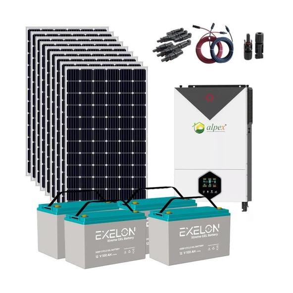 Güneş Enerjisi Bağ Evi Solar Paketi 6.2kW Hibrit İnverter 410W Panel & 100Ah Jel Akü - 1