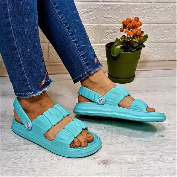 Calx 1260 Su Yeşili Hafif Rahat Kadın Terlik & Sandalet - 2