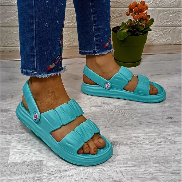 Calx 1260 Su Yeşili Hafif Rahat Kadın Terlik & Sandalet - 3