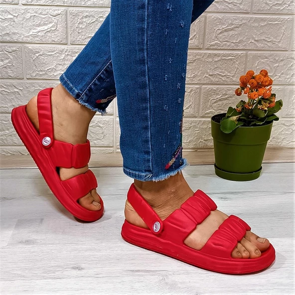 Calx 1260 Kırmızı Hafif Rahat Kadın Terlik & Sandalet - 3