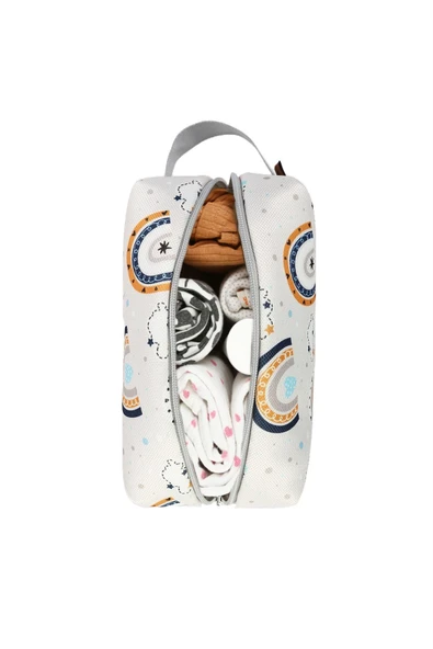 Kirli Temiz Islak Organizer Çantası Gök Mavi Bebek Çocuk Kıyafet Çamaşır Anne Makyaj Alezli Çanta - 2