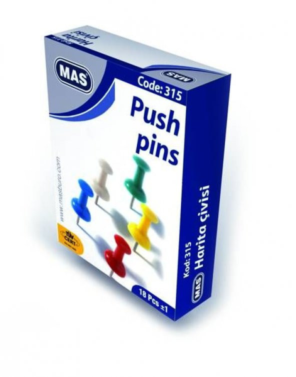 Mas Harita Çivisi Karışık Renkli 18li Kutu