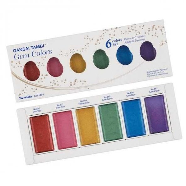 Zig Kuretake Gansai Tambi Gem Colors Mücevher Renkleri Sulu Boya 6 Renk
