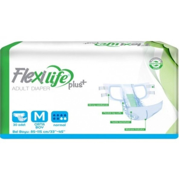 Flexilife Plus Belbantlı Orta Boy Medium Hasta Bezi 30lu paket