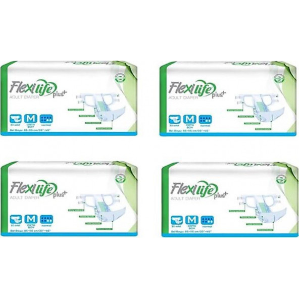 Flexilife Plus Belbantlı Orta Boy Medium Hasta Bezi 30lu 4 paket / 120 adet