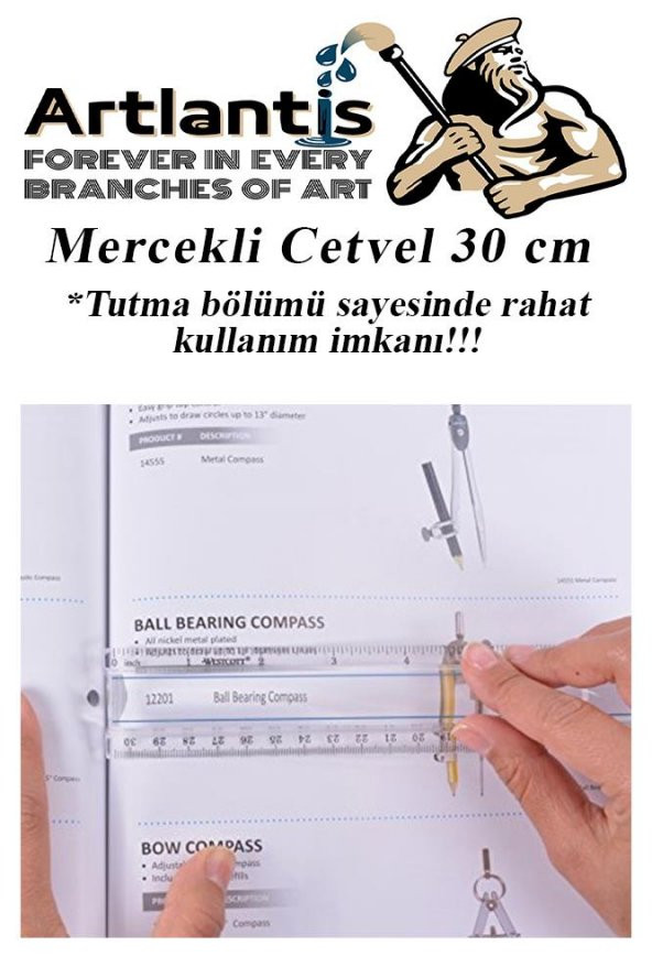 Cetvel Mercekli 30 cm Plastik Şeffaf 1 Adet Okul Sınıf Öğrenci Büyüteçli Tutumu Kolay Cetvel 30 cm - 2