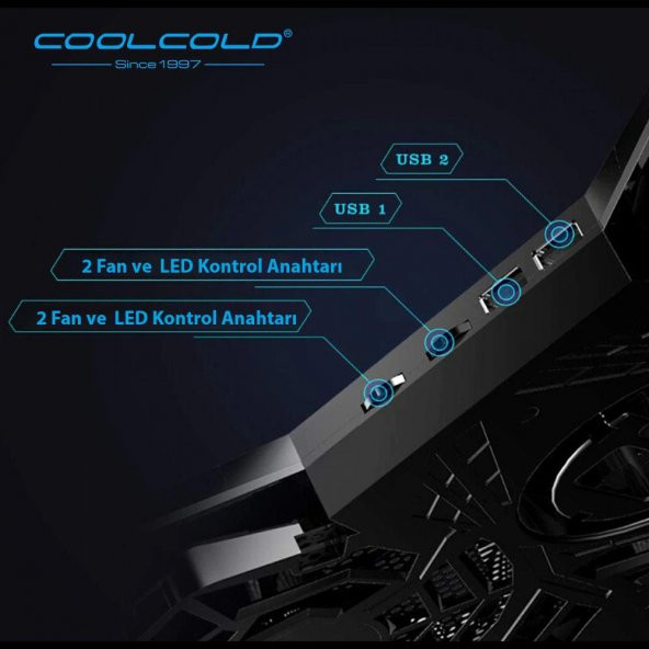 COOLCOLD Gaming 4 Fanlı Işıklı Notebook Laptop Soğutucu Stand - 6