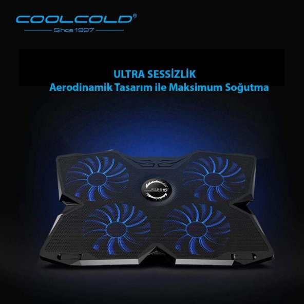 COOLCOLD Gaming 4 Fanlı Işıklı Notebook Laptop Soğutucu Stand - 5