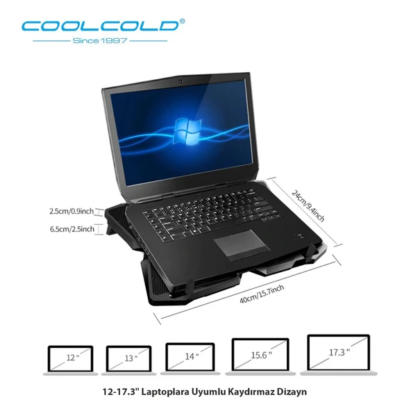 COOLCOLD Gaming 4 Fanlı Işıklı Notebook Laptop Soğutucu Stand - 8