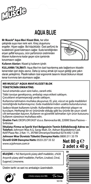 Mr. Muscle Klozet Blok Aqua Mavi 2li Koku Giderici - 2