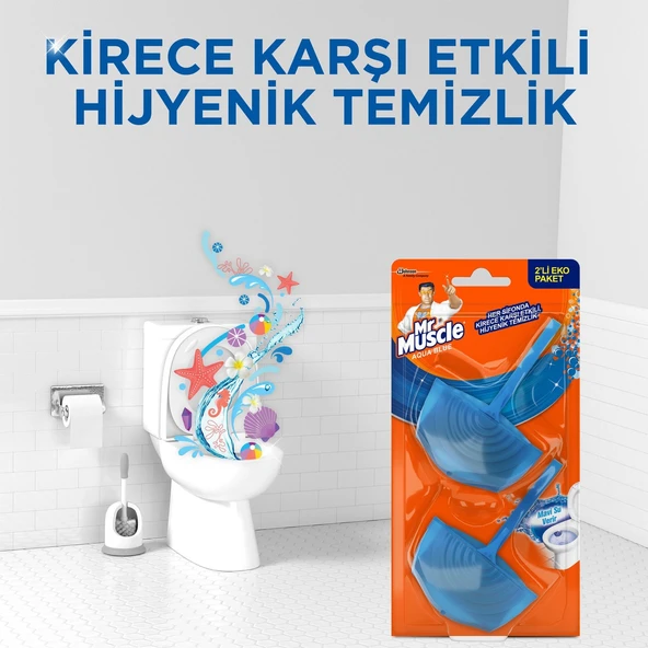 Mr. Muscle Klozet Blok Aqua Mavi 2li Koku Giderici - 5