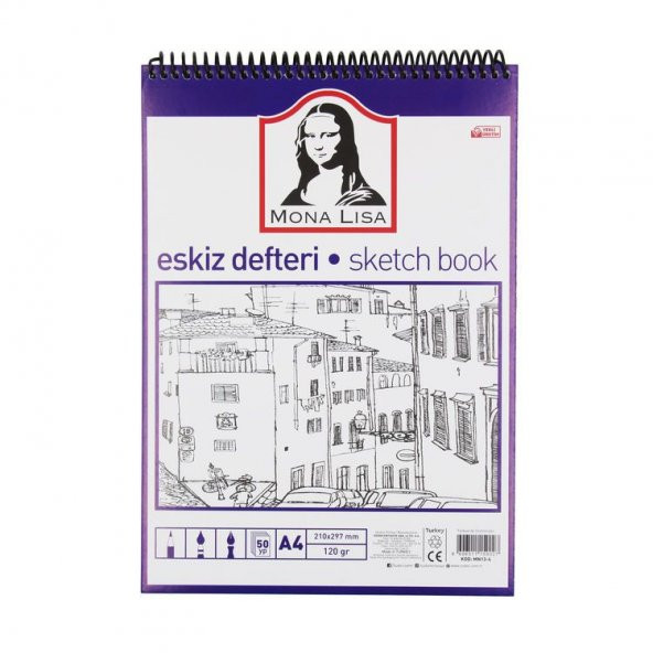 Südor Mona Lisa Telli Eskiz Defteri (Sketch Book) A4 120 gr. 50 yp.