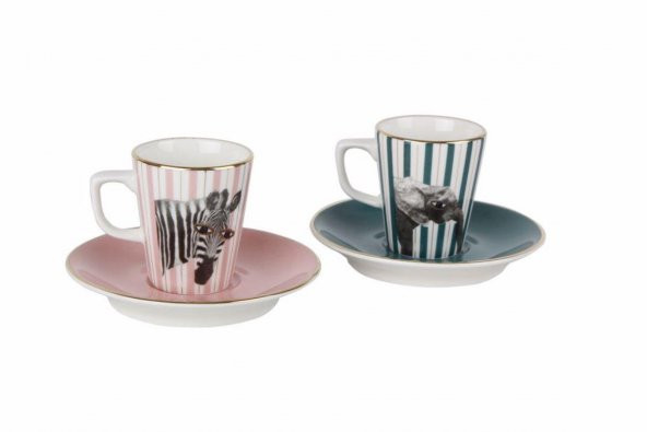 Porland Wild Life Zebra-Elephant Kahve Takımı 4 Parça 04ALM005318