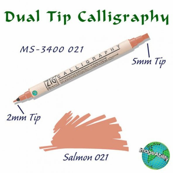 Zig Calligraphy Çift Uçlu Kaligrafi Kalemi 2 mm + 5 mm 021 Salmon