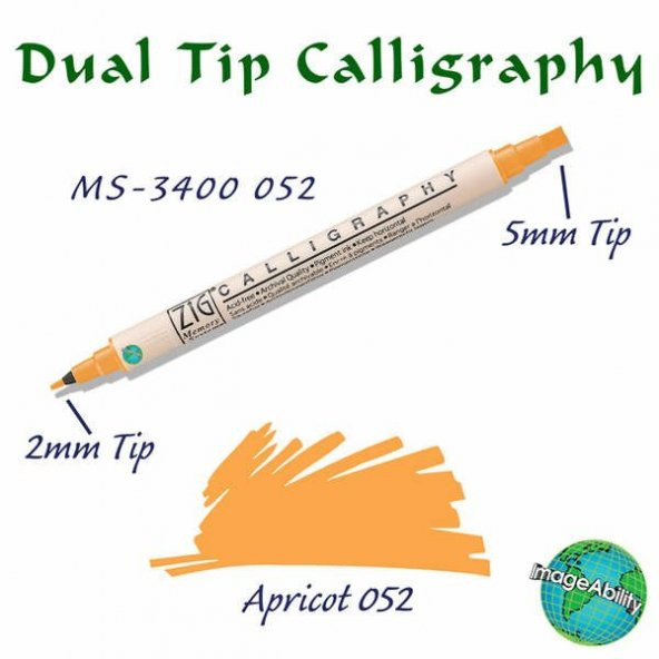 Zig Calligraphy Çift Uçlu Kaligrafi Kalemi 2 mm + 5 mm 052 Apricot