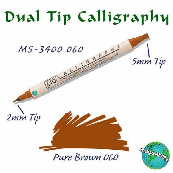 Zig Calligraphy Çift Uçlu Kaligrafi Kalemi 2 mm + 5 mm 060 Pure Brown