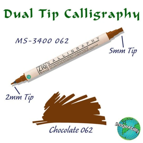 Zig Calligraphy Çift Uçlu Kaligrafi Kalemi 2 mm + 5 mm 062 Chocolate