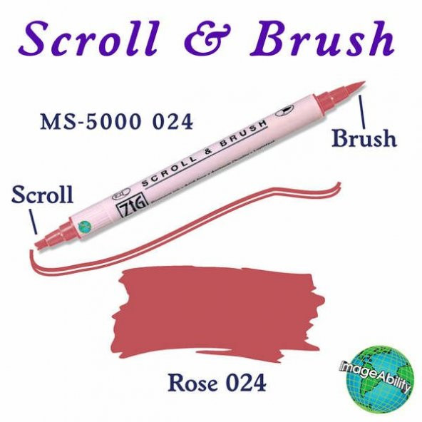 Zig Scroll & Brush Çift Çizgi ve Fırça Uçlu Kaligrafi ve Gölgeleme Kalemi 024 Rose ürün görseli