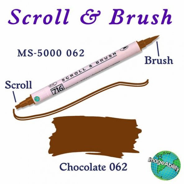 Zig Scroll & Brush Çift Çizgi ve Fırça Uçlu Kaligrafi ve Gölgeleme Kalemi 062 Chocolate ürün görseli