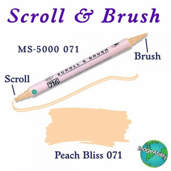 Zig Scroll & Brush Çift Çizgi ve Fırça Uçlu Kaligrafi ve Gölgeleme Kalemi 071 Peach Bliss