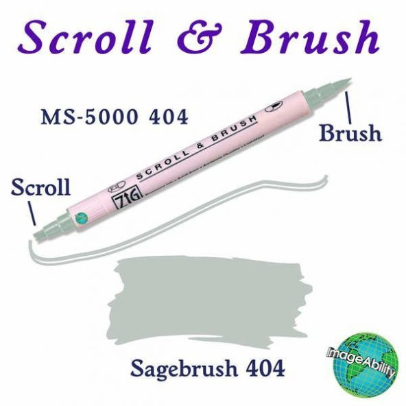 Zig Scroll & Brush Çift Çizgi ve Fırça Uçlu Kaligrafi ve Gölgeleme Kalemi 404 Sagebrush
