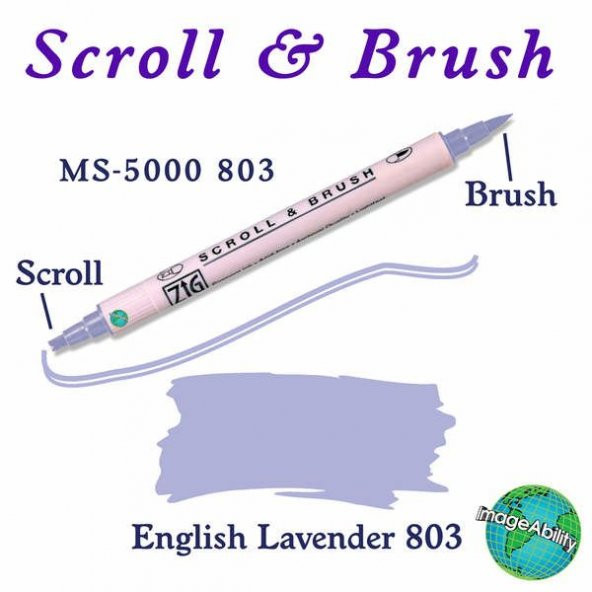 Zig Scroll & Brush Çift Çizgi ve Fırça Uçlu Kaligrafi ve Gölgeleme Kalemi 803 English Lavender ürün görseli