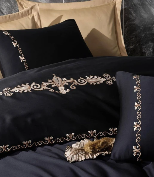 Cotton Box Brode Nakışlı Çift Kişilik Saten Nevresim Takımı Gloria Gold - 2