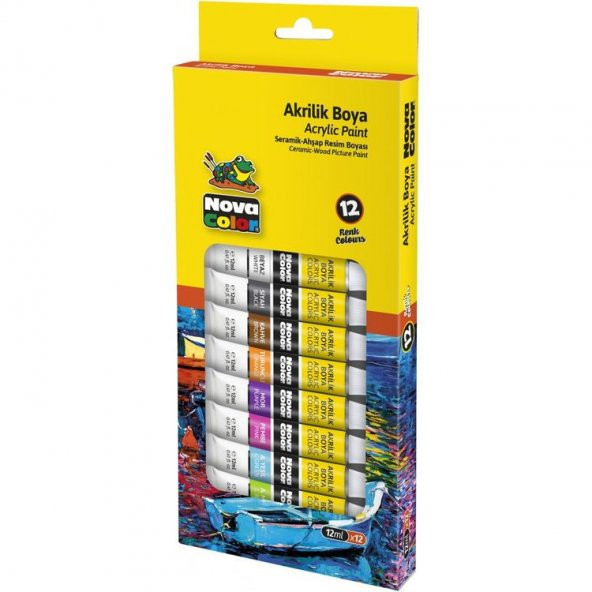 Nova Color Akrilik Boya 12 Renk x 12 ml Tüp