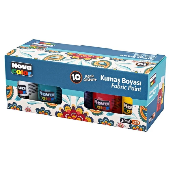 Nova Color Kumaş Boyası 10 Renk x 30 ml. Set