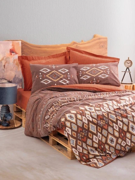 Cotton Box Etnich Nevresim Takımı Çift Kişilik Belize Kahve - 5