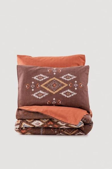 Cotton Box Etnich Nevresim Takımı Çift Kişilik Belize Kahve - 7
