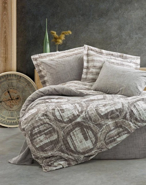 Cotton Box Modern Çift Kişilik Nevresim Takımı Root Vizon