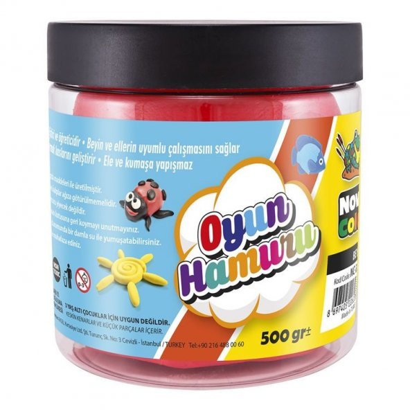 Nova Color Oyun Hamuru Tek Renk Kova 500 gr. Kırmızı