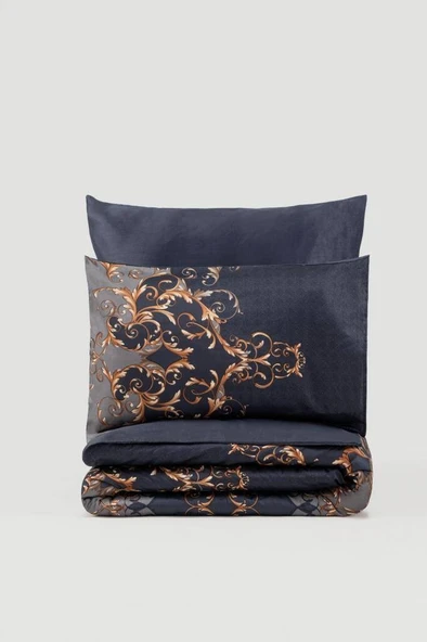Cotton Box Çift Kişilik Saten Nevresim Takımı Sarina Lacivert - 7