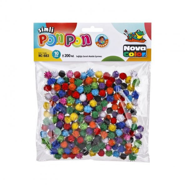 Nova Color Simli Ponpon 10 mm 200lü Paket