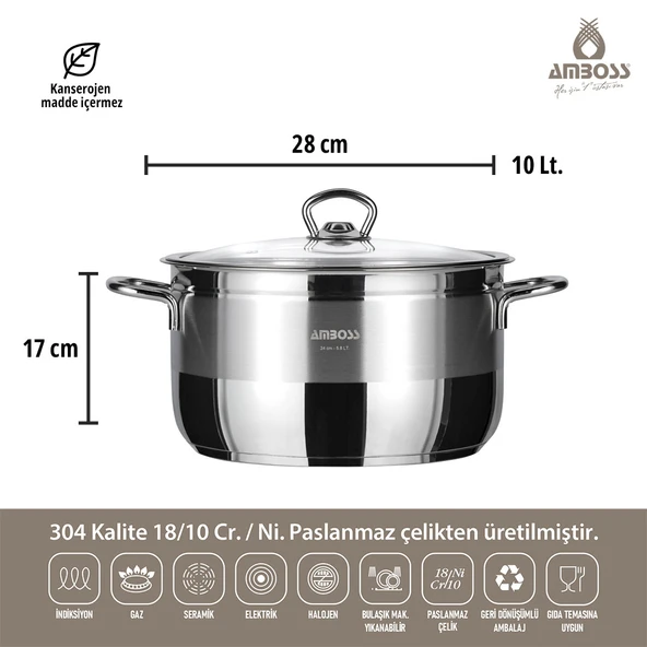Saphire Paslanmaz Çelik İndüksiyon Tabanlı Çelik Kapaklı Derin Tencere 28x17 cm - 3