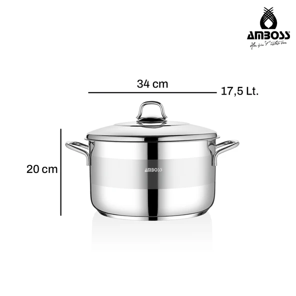 Saphire Paslanmaz Çelik 34x20 cm Çelik Kapaklı Derin Tencere - Resim 5