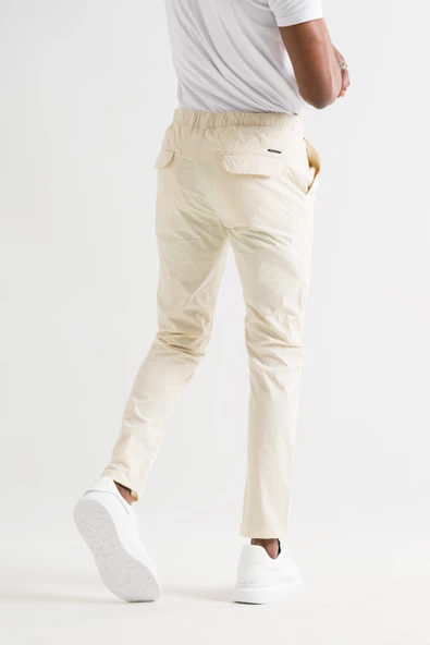 Çift Pileli Regular Fit Beli Lastikli İplikli Yazlık İnce Kumaş Erkek Jogger Pantolon - Resim 6