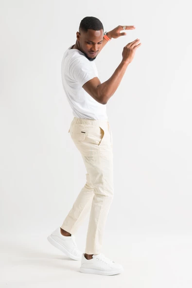 Çift Pileli Regular Fit Beli Lastikli İplikli Yazlık İnce Kumaş Erkek Jogger Pantolon - Resim 2